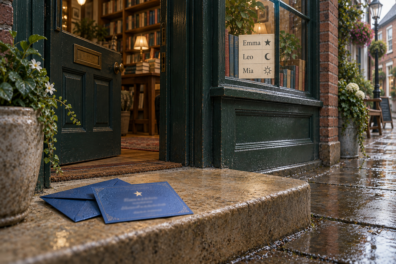 The bookshop doorstep where The Missing Invitation begins